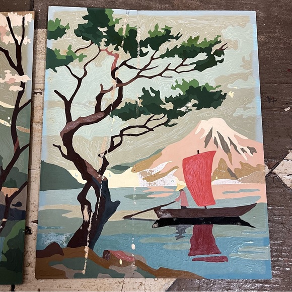 Vintage Wall Decor Vintage Paint By Number Japanese Garden Scene